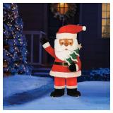48-in Freestanding Black Santa Yard decoration