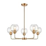 5 -Light Gold Clear glass Metal Chandelier