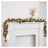 Pre-lit 9-ft Ellston pine Artificial Garland-Pcs2
