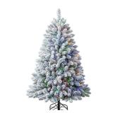 5-ft Flocked  Pre-lit Artificial Christmas Tree