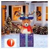 4ft  Reindeer in Giftbox Yard Decoration