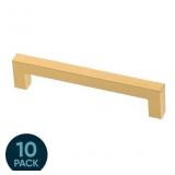 Brushed Brass Square Handle Drawer Pull 10 -Pack