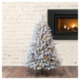 5-ft Flocked Pre-lit Artificial Christmas Tree