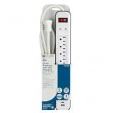 4-ft White Indoor Surge Protection 6 -Outlet