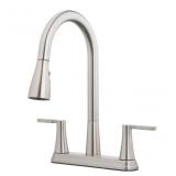 SS Double Handle Kitchen Faucet with Sprayer