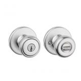Satin Chrome Exterior Keyed Entry Door Knob