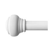 White Steel Single Curtain Rod with Finials