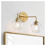 17-in 2 Light Brushed Gold Bathroom Vanity light