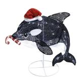 2-ft LED Black White Whale Yard Decoration