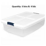 3pcs Clear/White Stackable Tote /4pcs Latching Lid