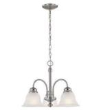 3 -Light Brushed Nickel Indoor Etched glass