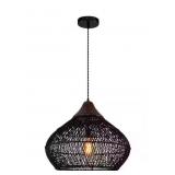 1-Light Coastal Large Rattan Pendant Light