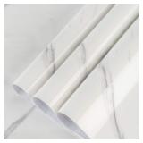 White Marble Wallpaper Peel Stick 24in W - 3 Pack.