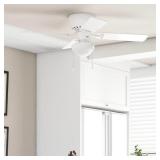 42in Flush Mount Ceiling Fan / Light 4White Blade