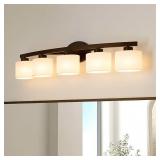 5 -Light Antique Bronze Transitional Vanity light