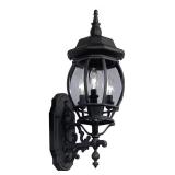 3Light 22.68in Black Hardwired Outdoor Wall Light