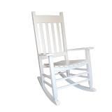 White Wood Frame Rocking Chair with Slat Seat