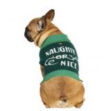 Green Naughty Nice Dog Pet Sweater Small