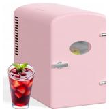 6L/9 Can Mini Fridge with Viewing Window, Pink