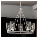 5Light Brushed Nickel Clear glass Steel Chandelier