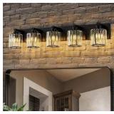 5-Light Black Bathroom Vanity Light/Round Shades