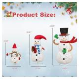 Cvortll 3-Piece Lighted Christmas Snowman Family