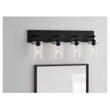 4-Light Matte Black Bathroom Vanity Light