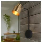 1-Light Black and Brass Wall Sconce Lighting