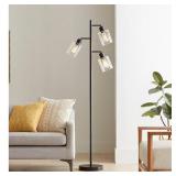 67-in Black Multi-head Floor Lamp with Glass Shade