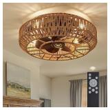 Zardon 20' Boho Ceiling Fan/Light/Remote(Brown)