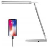 Desk LED Lamp with USB Charging Port(Silver)
