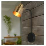 1-Light Black and Brass Wall Sconce Lighting