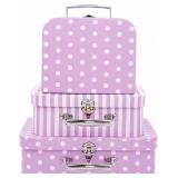 Paperboard Suitcases Set of 3(Purple Dots /Strips)