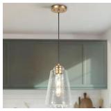 1-Light Island Pendant Light /Hammered Glass Shade