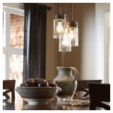 3Light Clear glass Jar Small Hanging Pendant Light