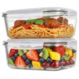 2 Pack 63oz Large Glass Storage Containers /Lids