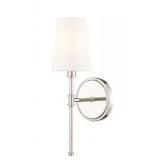 15 in1-Light Wall Sconce with White Linen Shade
