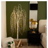6 ft. Pre-Lit Artificial White Weeping Willow Tree