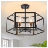 20 in.6-Light Black Semi Flush Mount Ceiling Light