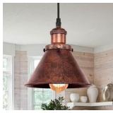 1-Light Copper Pendant Light with Cone SMetal hade