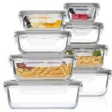 8Pack Glass Food Storage Containers/ Airtight Lids