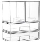 Clear Stackable Storage Drawers 4Set7.5'x12'x14.4'