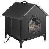 Cat House for Indoor and Outdoor(Black, Medium)