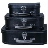 Set of 3 Paperboard Suitcases, Storage(Black)