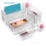 44 PCS Clear Plastic Drawer Organizers Set,4-Size