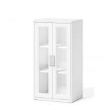 Glass door Tower unit White Solid Shelving System