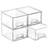 4 Pack Small Clear Stackable Storage Drawers