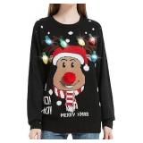 Women's Reindeer Traditional Knitted Holiday-SizeM
