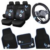 Blue Butterfly Car Seat Covers Full Set