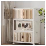 3Pack Folding Storage box with Doors and Wheels